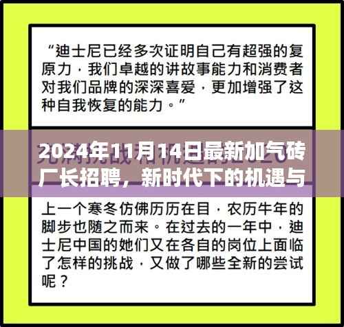 新时代下的机遇与挑战,加气砖厂长招聘背后的故事