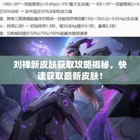 刘禅新皮肤获取攻略揭秘，快速获取最新皮肤！